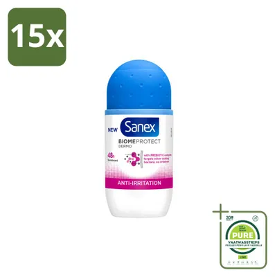 Produktbild von 15 x Sanex BiomeProtect Dermo Anti-Irritation Deo Roll-on 50 ml - Großpackung - 15 Stücke