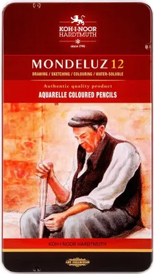 Immagine prodotto di Pastelli artistici acquerellabili Koh-i-noor MONDELUZ set di 12 in scatola di latta