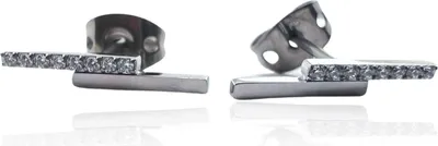 Produktbild von Titan Ohrringe Ohrstecker Balken in verschiedenen Farben mit Kristallen Farbe - Silber