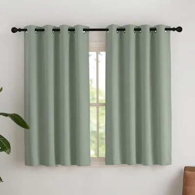 Obrázek produktu pro Zatemňovací závěsy, rozměry 145 x 140 cm, sada 2 kusů, barva světle zelená, termoizolační závěsy do obývacího pokoje