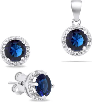 Obrázok produktu pre Trblietavá strieborná súprava šperkov so zirkónmi SET230WB (náušnice, prívesok)