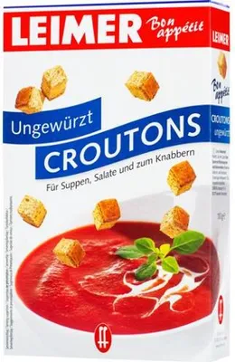 Produktbild von Leimer Croutons ungewürzt für Suppen Salate und zum Knabbern 100g