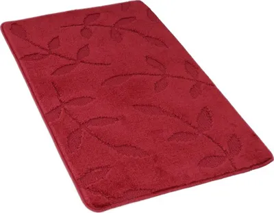 Image de Tapis de salle de bain feuilles bordeaux
