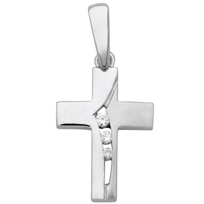 Produktbild von Basic Silber SKE04 Damen Anhänger Kreuz Silber Zirkonia Weiß