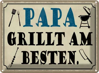 Produktbild von vianmo Blechschild 30x40 cm Papa grillt am besten Männer Frauen Spruch Zitat