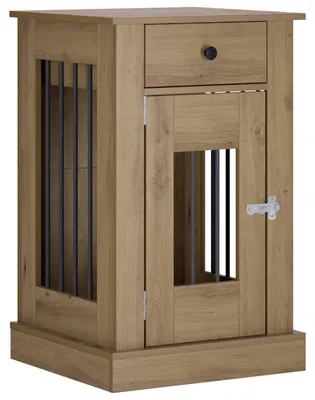 Image de vidaXL Meuble pour cage de chien, style artisan, chêne, 50 x 47,5 x 80 cm, matériau en bois