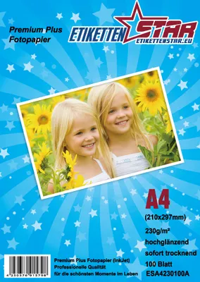 Produktbild von 100 Stück Fotopapiere A4 (210x297mm) 230g/m², ESA4230100A-100 von EtikettenStar GmbH.