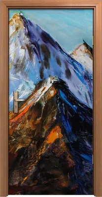 Produktbild von Türposter 90x200 cm Türaufkleber Türtapete Türfolie Klebefolie Wand Kunst Bild Malerei Berge bunte