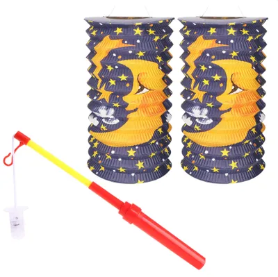 Obrázok produktu pre com-four® 3-dielna sada lampášov - papierové lampáše a tyč s LED svetlom na svätého Martina, lampiónový sprievod a Halloween - Svätomartinský lampáš pre deti [výber sa líši]