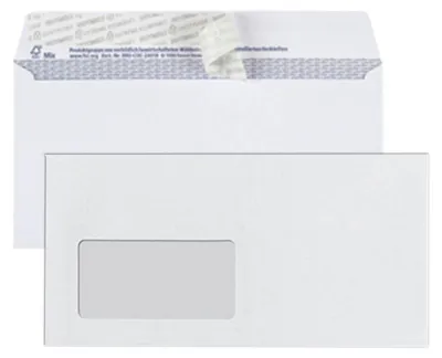 Produktbild von Bong Briefumschläge DIN lang mit Fenster haftklebend