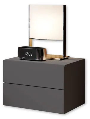 Immagine prodotto di Comodino sospeso con 2 cassetti, colore grafite, design moderno