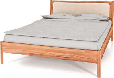 Produktbild von Bett Zola 3 Kernbuche massiv 120x200 mit Polsterkopfteil und Holzbeinen