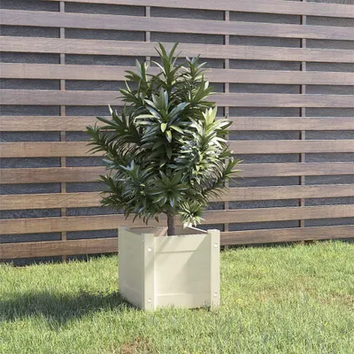 Produktbild von "Rabatt" Pflanzkübel modernem Design - Blumentopf/Pflanzkasten - Weiß 31x31x31 cm Massivholz Kiefer - Beete CC20914