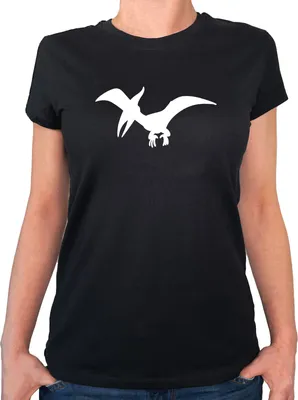 Produktbild von Huuraa Damen T-Shirt Pteranodon Dinosaurier S Black Bio Baumwolle Fairtrade Damenshirt Geschenkidee