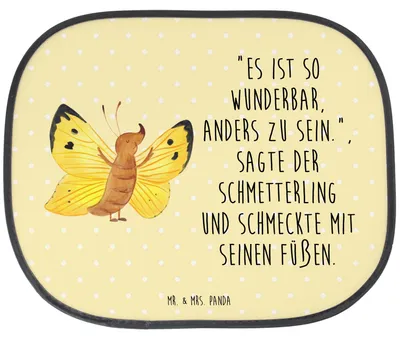 Produktbild von Mr. & Mrs. Panda Sonnenschutz Auto Schmetterling Zitronenfalter - Gelb Pastell - Geschenk, Schmetterlinge, Fürs, Fakt, Hitzeschutz, kfz, Lustige Sprüche, Motivation