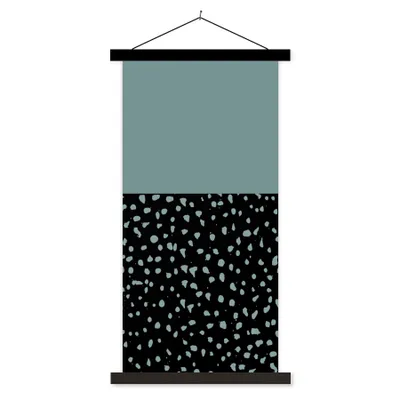 Produktbild von MuchoWow® Textilposter Polka dots - Grün - Schwarz 40x80 cm mit schwarzem Rahmen - Wandemalerei