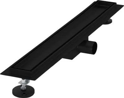 Zdjęcie produktu dla LuxeBath odpływ liniowy 2w1, stal nierdzewna, 60 cm, czarny, do obłożenia płytkami, bardzo płaski