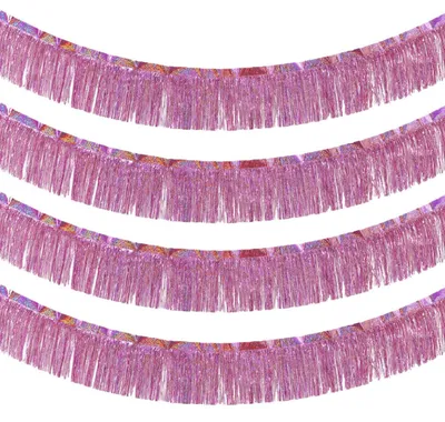 Immagine prodotto di Festoni di carta a forma di frange, colore rosa, confezione da 4 pezzi, dimensioni 20x200 cm, ideali per decorazioni