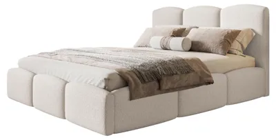 Produktbild von Bett Zoya 90x200, Bettkasten und Holzrahmen, Catch-Me-Stoff, Weiß