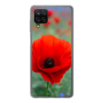 Produktbild von MuchoWow® Handyhülle Schutzhülle Hülle für Samsung Galaxy A12 Lila und rote Mohnblumen auf einer Wiese Silikon Softcase Handy Hülle - Bild