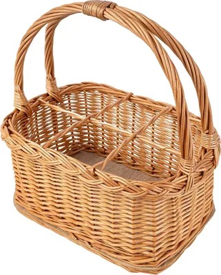 Obrázok produktu pre Creative Home Prútený kôš s držadlom | kôš na 6 fliaš | 33 x 23 x 36 cm | nosič fliaš z prútia a MDF dosky