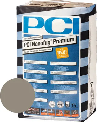 Produktbild von PCI Nanofug® Premium Variabler Flexfugenmörtel für alle Fliesen und Natursteine zementgrau 15 kg