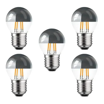 Image de 5 x LED filament miroir de tête goutte 4W = 40W E27 argent KVS blanc chaud 2700K