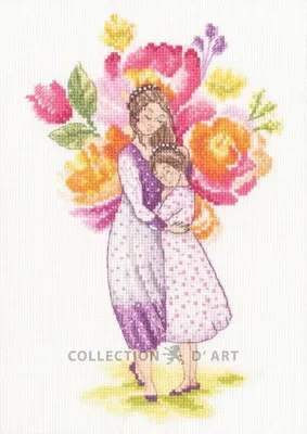Image de Kit de point de croix RTO, modèle "Quand tu es à mes côtés, Maman", dimensions 15,5 x 24 cm