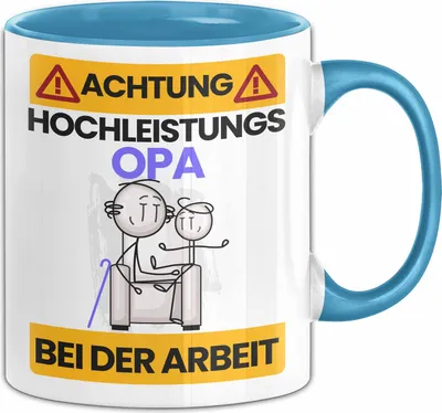 Produktbild von Opa Tasse Geschenk Lustiger Spruch Geschenkidee für Opa Achtung Hochleistungs Opa Bei Der Arbeit (Blau)
