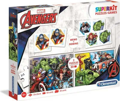 Produktbild von Clementoni 20209 - 2 x Puzzle + Memo + Domino - The Avengers