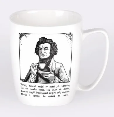 Obrázek produktu pro Bílý keramický hrnek Adam Mickiewicz