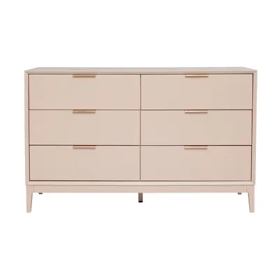 Produktbild von Miliboo - Kommode in Puderrosa und goldfarbenem Metall 6 Schubladen L120 cm GIANA