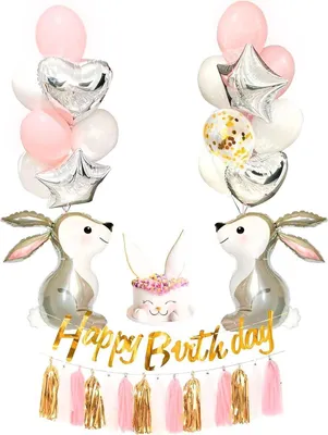 Produktbild von Regendeko Happy Birthday Mädchen Hase Luftballon Girlande Konfetti Party Deko