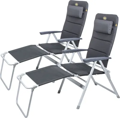 Produktbild von Camp 4 Set 2x Campingstuhl "Grenoble" 2x Fußteil 2x Nackenpolster für Wohnwagen