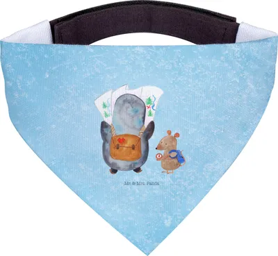 Produktbild von Mr. & Mrs. Panda Tuch Pinguin & Maus Wanderer - Eisblau - Geschenk, Wandern, Hund Halstuch, Wanderlust, Für Hunde, Abenteuer, Hunde-Halstuch