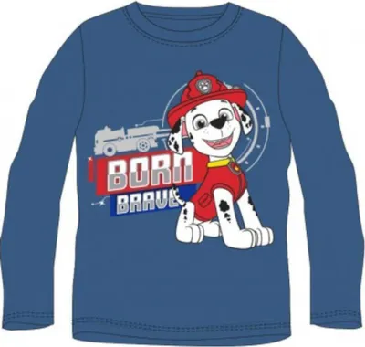 Produktbild von Paw Patrol Langarm-T-Shirt für Jungen - "Born Brave" Design, 100% Baumwolle blau,128