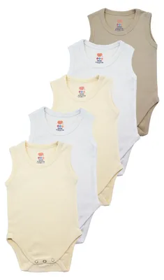Image de Body bébé lot de 5 – body naissance 100 % coton, taille 68, beige