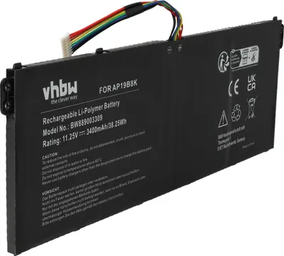 Produktbild von vhbw Akku kompatibel mit Acer Chromebook 314 C933T-C0LF, C933-C7GM, C933-C5R4 Notebook (3400 mAh, 11,25 V, Li-Polymer)