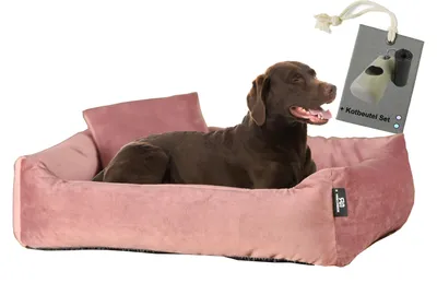 Produktbild von Rohrschneider Hundebett Kuschelsofa Hund Weich + Hundekotbeutelset, Farbe:rosé, Größe:L