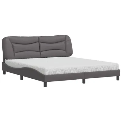 Image de vidaXL Lit avec matelas "Hvar" Gris 180x200 cm Similicuir