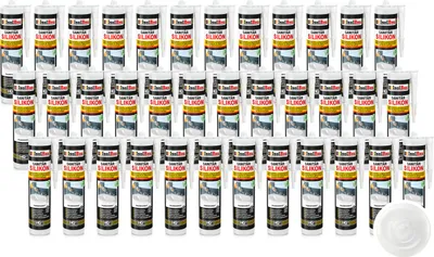 Produktbild von Isolbau Sanitär Silikon 36 x 300 ml Transparent - Hochelastischer Silikon-Dichtstoff für Abdichtungen & Fugen – Schimmelresistent, wasserdicht -  Kartusche