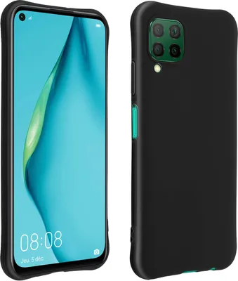 Produktbild von Avizar, Stoßfeste Silikon-Bumper-Hülle für Huawei P40 Lite, Schwarz