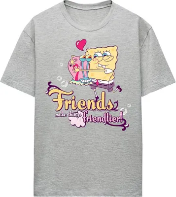Produktbild von SpongeBob SquarePants - "Best Friends" T-Shirt für Damen, meliert, Valentinstag TV26806 (M) (Sportliches Heather)