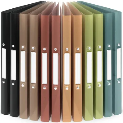 Produktbild von ACROPAQ - 12 x Ringbuch A4 - 2 Ringen, Mit Rückenetiketten, Rückenbreite 2,5cm, Wasser, Natur Farbkollektion - Ringhefter, Ringordner, Schulordner