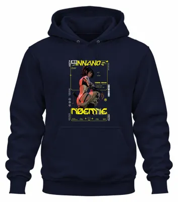 Immagine prodotto di Felpa con cappuccio, stile cyberpunk, ispirata al futuro del Giappone, anni 2000, design futuristico, colore blu navy, taglia M