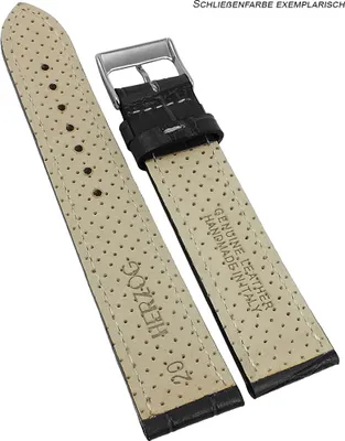 Produktbild von Herzog Italo-Kroko > Uhrenarmband schwarz > Leder Krokoprägung , Stegbreite:18mm, Schließe:Schwarz