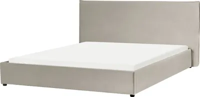 Produktbild von BELIANI Wasserbett Taupe Samtstoff 180 x 200 cm Hohes Kopfteil Samtbett für Schlafzimmer