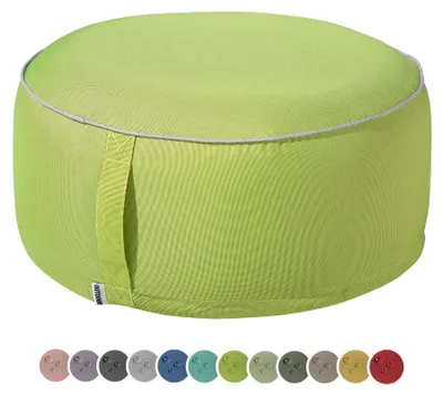 Produktbild von heimtexland Outdoor Pouf Sitzkissen wetterfest Garten Bodenkissen ausblasbar Fußhocker Yoga Lounge Hocker Tisch Party Deko Sitzsack 25x55 Typ551 Apfelgrün