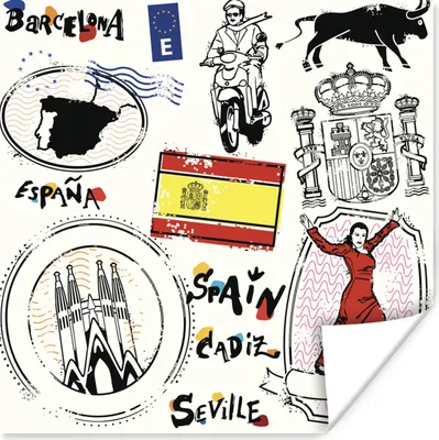 Produktbild von MuchoWow® Poster Illustrationen aus Spanien 50x50 cm - Wohnzimmerdekoration