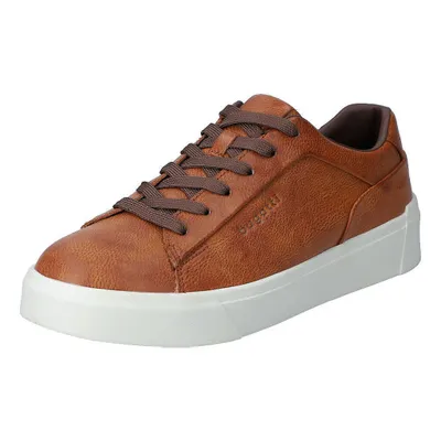 A single brown leather sneaker with a white sole is shown against a white background.